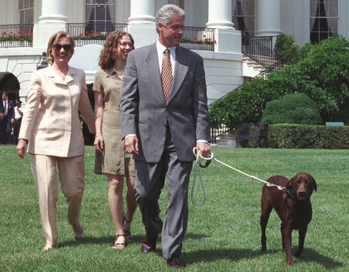 The Clintons with Buddy